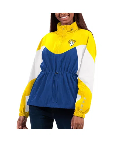 G-iii 4her By Carl Banks Women's Royal/gold Los Angeles Rams Tie Breaker Lightweight Quarter-zip Jacket In Royal,gold