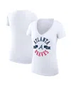 G-iii 4her By Carl Banks Women's White Atlanta Braves City Graphic V-neck Fitted T-shirt