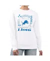 G-iii 4her By Carl Banks Women's White Detroit Lions Collage Graphic Fleece Pullover Sweatshirt In White