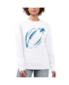 G-iii 4her By Carl Banks Women's White Detroit Lions Football Logo Graphic Fleece Tri-blend Pullover Sweatshirt In White