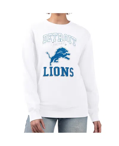 G-iii 4her By Carl Banks Women's White Detroit Lions Team Logo Graphic Tri-blend Pullover Sweatshirt