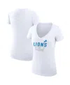 G-iii 4her By Carl Banks Women's White Detroit Lions V-neck Fitted T-shirt In White