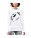 G-iii 4her By Carl Banks Women's White Green Bay Packers Football Logo Graphic Fleece Tri-blend Pullover Sweatshirt In White