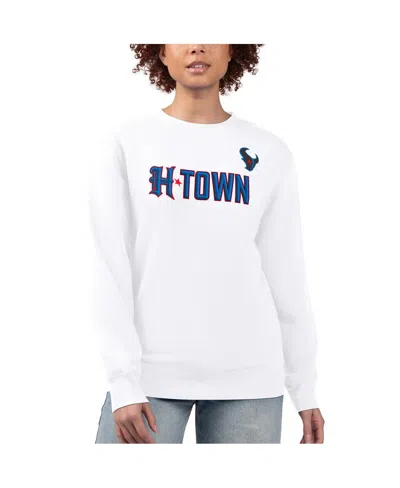 G-iii 4her By Carl Banks Women's White Houston Texans H-town Fleece Pullover Sweatshirt
