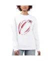 G-iii 4her By Carl Banks Women's White Kansas City Chiefs Football Logo Graphic Fleece Tri-blend Pullover Sweatshirt In White