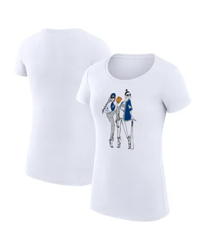 G-iii 4her By Carl Banks Women's White Los Angeles Dodgers Super-slim Fit Lightweight Baseball Girls T-shirt