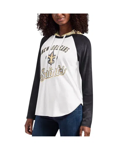 G-iii 4her By Carl Banks Women's White New Orleans Saints Mvp Raglan Hooded Long Sleeve T-shirt