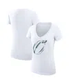 G-iii 4her By Carl Banks Women's White Philadelphia Eagles Super-slim Fit Lightweight Subtle Football V-neck T-shirt In White