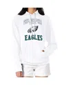 G-iii 4her By Carl Banks Women's White Philadelphia Eagles Team Logo Graphic Fleece Tri-blend Pullover Hoodie In White