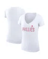G-iii 4her By Carl Banks Women's White Philadelphia Phillies Super-slim Fit Lightweight Dot Print V-neck T-shirt In White