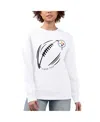 G-iii 4her By Carl Banks Women's White Pittsburgh Steelers Football Logo Graphic Fleece Tri-blend Pullover Sweatshirt In White