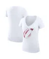G-iii 4her By Carl Banks Women's White Tampa Bay Buccaneers Super-slim Fit Lightweight Subtle Football V-neck T-shirt In Animal Print