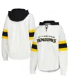 G-iii 4her By Carl Banks Women's White/black Pittsburgh Penguins Goal Zone Long Sleeve Lace-up Hoodie T-shirt In White