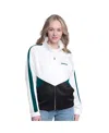 G-iii 4her By Carl Banks Women's White/midnight Green Philadelphia Eagles Rally Rhinestone Full-zip Track Jacket In White,midnight Green