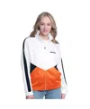 G-iii 4her By Carl Banks White/navy Chicago Bears Rally Rhinestone Full-zip Track Jacket In White