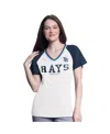 G-iii 4her By Carl Banks Women's White/navy Tampa Bay Rays Ball Park Raglan V-neck T-shirt In White