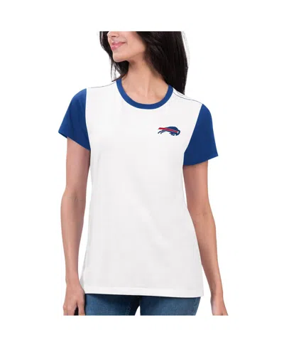 G-iii 4her By Carl Banks Women's White/royal Buffalo Bills Fashion Illustration T-shirt