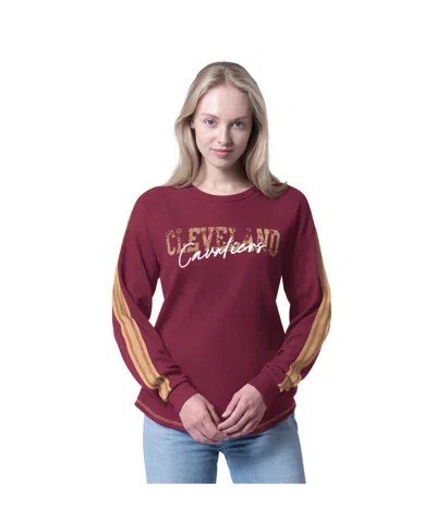 G-iii 4her By Carl Banks Women's Wine Cleveland Cavaliers Advantage Tri-blend Long Sleeve T-shirt In Red
