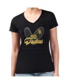 G-iii 4her By Carl Banks Women'sâ Black San Diego Padres Leopard Heart Fitted V-neck T-shirt In Blue