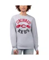 G-iii 4her By Carl Banks Women'sâ Heather Gray Cincinnati Reds Team Logo Fleece Pullover Sweatshirt