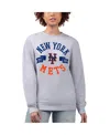 G-iii 4her By Carl Banks Women'sâ Heather Gray New York Mets Team Logo Fleece Pullover Sweatshirt In Gray
