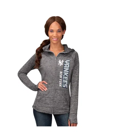 G-iii 4her By Carl Banks Women'sâ Heather Gray New York Yankees Defender Space Dye Raglan Full-zip Hoodie