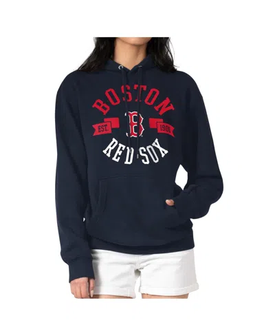 G-iii 4her By Carl Banks Women'sâ Navy Boston Red Sox Round Team Pullover Hoodie In Blue