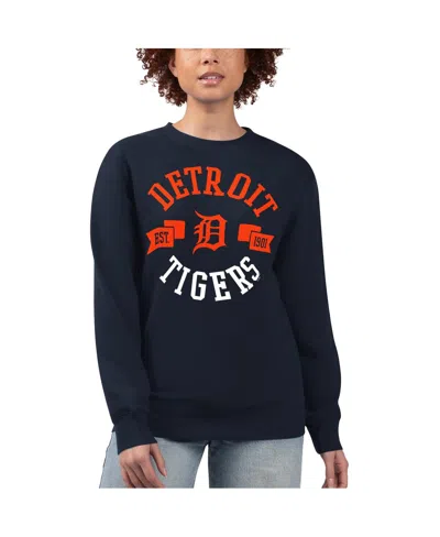 G-iii 4her By Carl Banks Women'sâ Navy Detroit Tigers Team Logo Fleece Pullover Sweatshirt In Blue