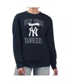 G-iii 4her By Carl Banks Women'sâ Navy New York Yankees Team Logo Graphic Tri-blend Fleece Pullover Sweatshirt In Black