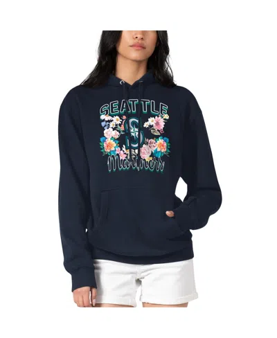 G-iii 4her By Carl Banks Women'sâ Navy Seattle Mariners Flowers Graphic Pullover Hoodie In Blue