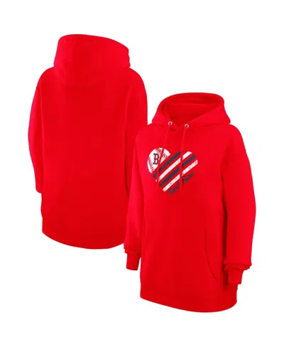 G-iii 4her By Carl Banks Women'sâ Red Boston Red Sox Heart Fleece Pullover Hoodie