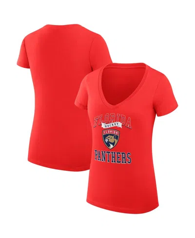 G-iii 4her By Carl Banks Women'sâ Red Florida Panthers Team Logo Graphic V-neck Fitted T-shirt