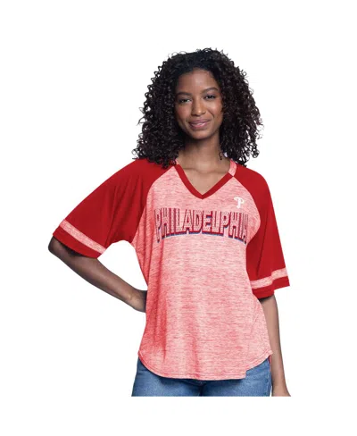 G-iii 4her By Carl Banks Women's Red Philadelphia Phillies Hall Of Fame Raglan Oversized Half-sleeve Top