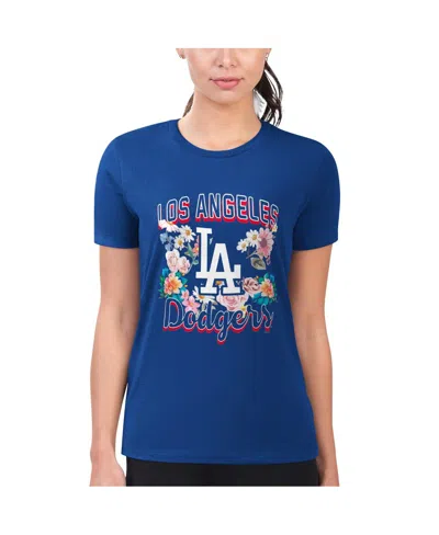 G-iii 4her By Carl Banks Women'sâ Royal Los Angeles Dodgers Flowers Graphic Fitted T-shirt