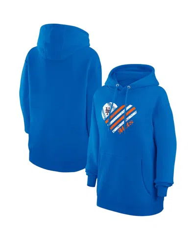 G-iii 4her By Carl Banks Women'sâ Royal New York Mets Heart Fleece Pullover Hoodie In Blue