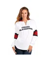 G-iii 4her By Carl Banks Women'sâ White Chicago Blackhawks Goal Zone Long Sleeve Lace-up Hooded T-shirt In Multi