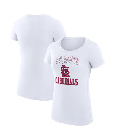 G-iii 4her By Carl Banks Women'sâ White St. Louis Cardinals Team Logo Graphic Fitted T-shirt In Gray