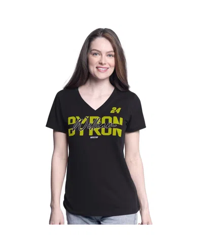 G-iii 4her By Carl Banks Women's Black William Byron Batter Up V-neck T-shirt