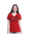 G-iii 4her By Carl Banks Women's Red Nascar Batter Up V-neck T-shirt In Red