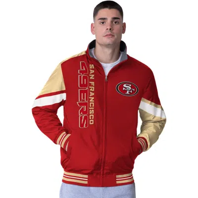 G-iii Extreme Scarlet/heather Gray San Francisco 49ers Strong Arm Reversible Full-zip Jacket
