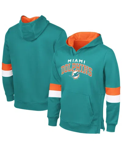 G-iii Sports By Carl Banks Men's Aqua/orange Miami Dolphins Adaptive Faceoff Pullover Hoodie