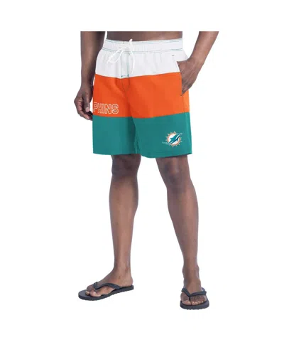 G-iii Sports By Carl Banks Men's Aqua/orange Miami Dolphins Sunrise Volley Swim Shorts In Multi