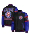 G-iii Sports By Carl Banks Black Chicago Cubs Full-zip Leather Varsity Jacket In Black