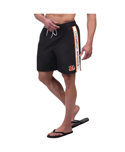 G-iii Sports By Carl Banks Men's Black Cincinnati Bengals Streamline Volley Swim Shorts In Black,orange