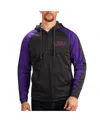 G-iii Sports By Carl Banks Men's Black Lsu Tigers Neutral Zone Raglan Full-zip Track Hoodie Jacket In Animal Print