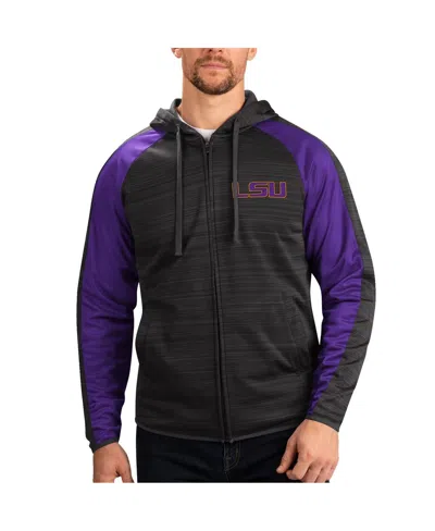 G-iii Sports By Carl Banks Men's Black Lsu Tigers Neutral Zone Raglan Full-zip Track Hoodie Jacket