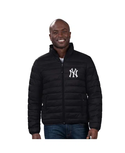G-iii Sports By Carl Banks Men's Black New York Yankees Packable Neck Pillow Full-zip Puffer Jacket
