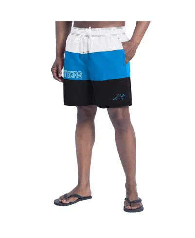 G-iii Sports By Carl Banks Men's Black/blue Carolina Panthers Sunrise Volley Swim Shorts