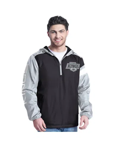 G-iii Sports By Carl Banks Men's Black/silver Los Angeles Kings Lateral Half-zip Hoodie Jacket