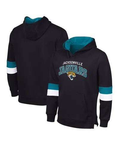 G-iii Sports By Carl Banks Black/teal Jacksonville Jaguars Adaptive Faceoff Pullover Hoodie In Blue